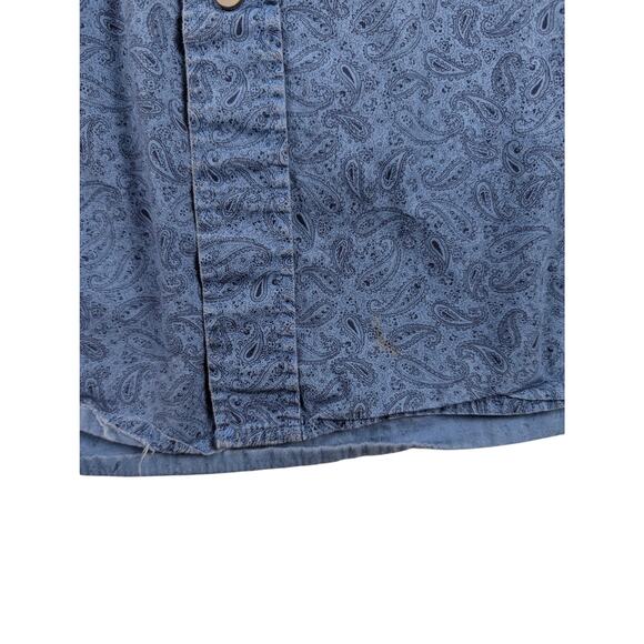 Ely Cattleman Men's Paisley Cotton Blue Short Sleeve Western XXL Pearl Snap - Picture 3 of 7